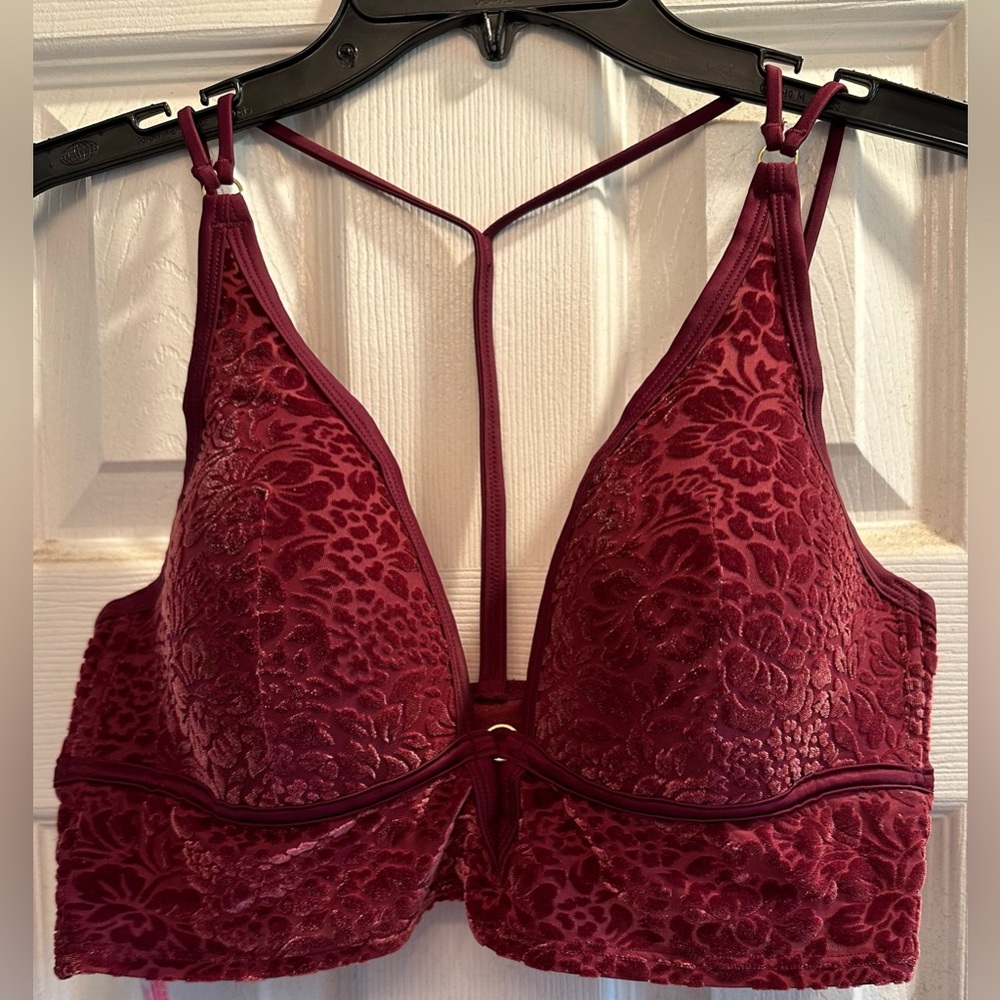 VS PINK Burgundy Velvet Bralette